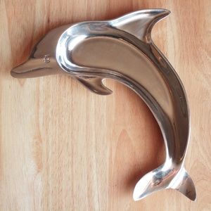 Holland Boone Dolphin Fish Aquatic Ocean Plate Tray Polished Pewter Silver Tone